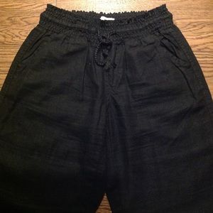 Wide leg black linen pants